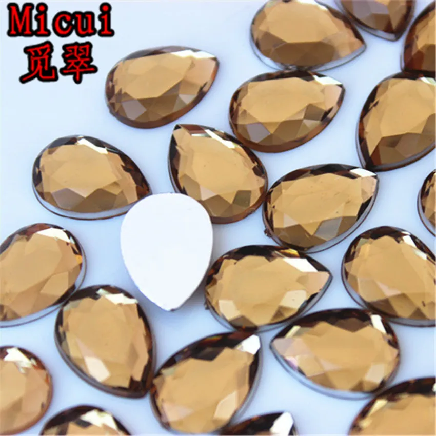 Light coffee Micui 100 шт 10*14 мм хрустальные каплевидные стразы с плоской задней стороной акриловые Необычные Стразы для украшения одежды MC453 - Цвет: Light coffee