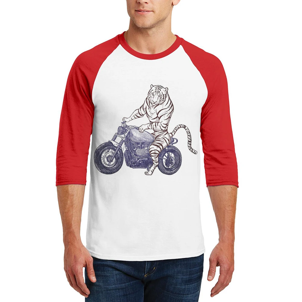 

Hot Fashion Men T-Shirt Tigre Printed Cool Tops Three Quarter Raglan Sleeve Cotton O-Neck Casual Mens Tee Shirts Free Shipping