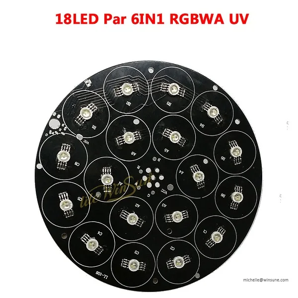 Litewinsune 1 шт. 36*18 Вт светодиодный дисковая пластина светодиодный бисер с алюминиевой пластиной диск 36*10 Вт 18*10 Вт 18*18 Вт 54*3 Вт светодиодный светильник - Цвет: 18x18W 6IN1 LED Par