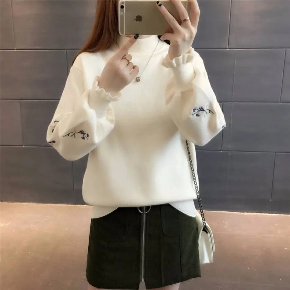 2018 Spring Autumn long sleeved color lattice jacquard comfortable straight female knit shirt cashmere sweater women | Женская одежда