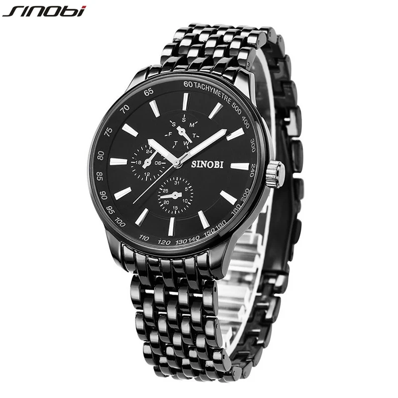 SINOBI Марка Для женщин мужчин полный Сталь часы Бизнес кварцевые наручные