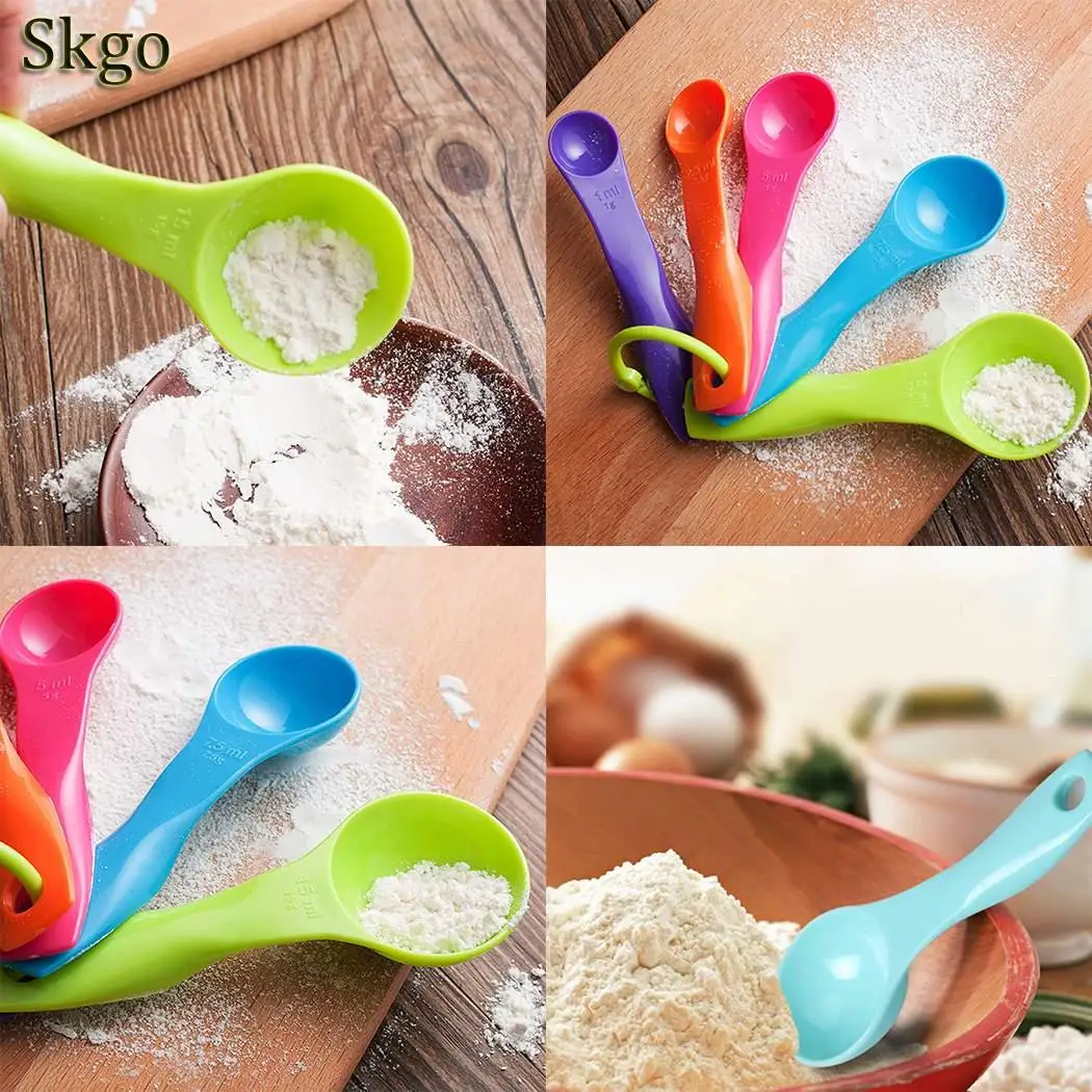 Мерные ложки многоцветная Порошковая кухонная ложка 5 шт./компл. измерительный