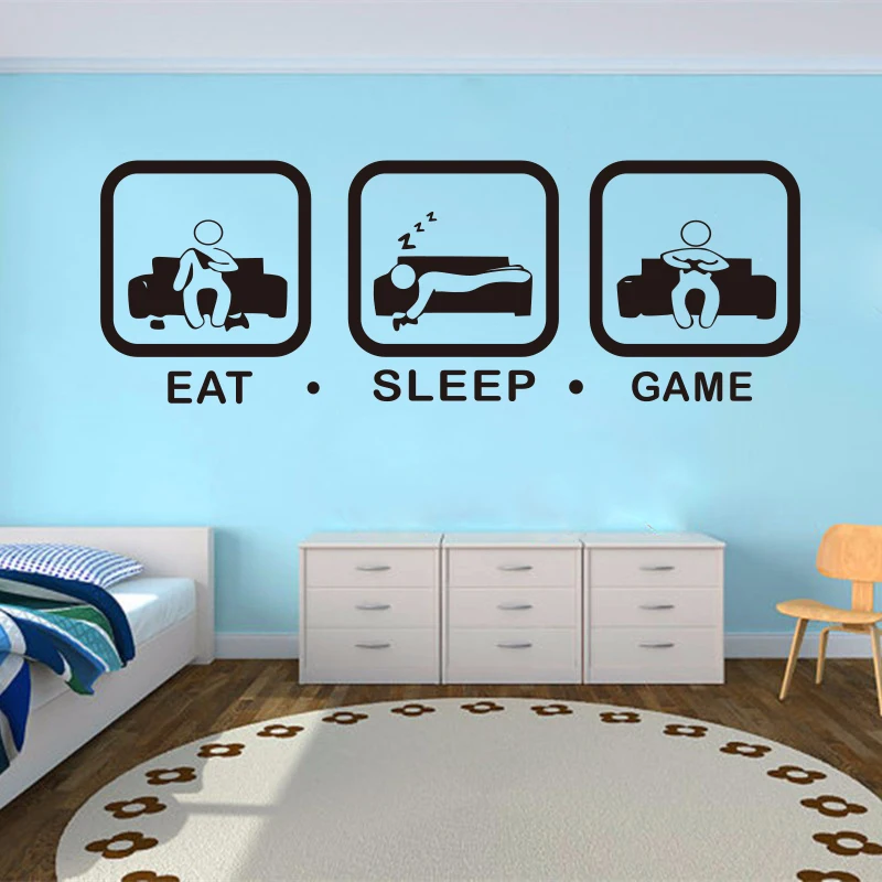 Eat Sleep игры Наклейка на стену игровой джойстик наклейка для детской комнаты