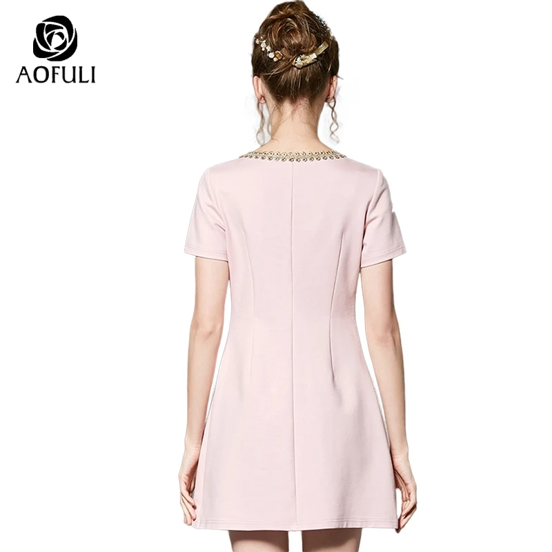 Размер S женские розовые платья с вышивкой бисером модные новые летние тонкие