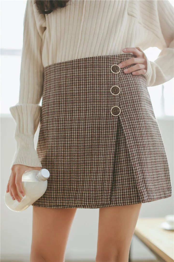 Новинка 2018 осенне зимние плиссированные юбки с высокой талией джинсовые