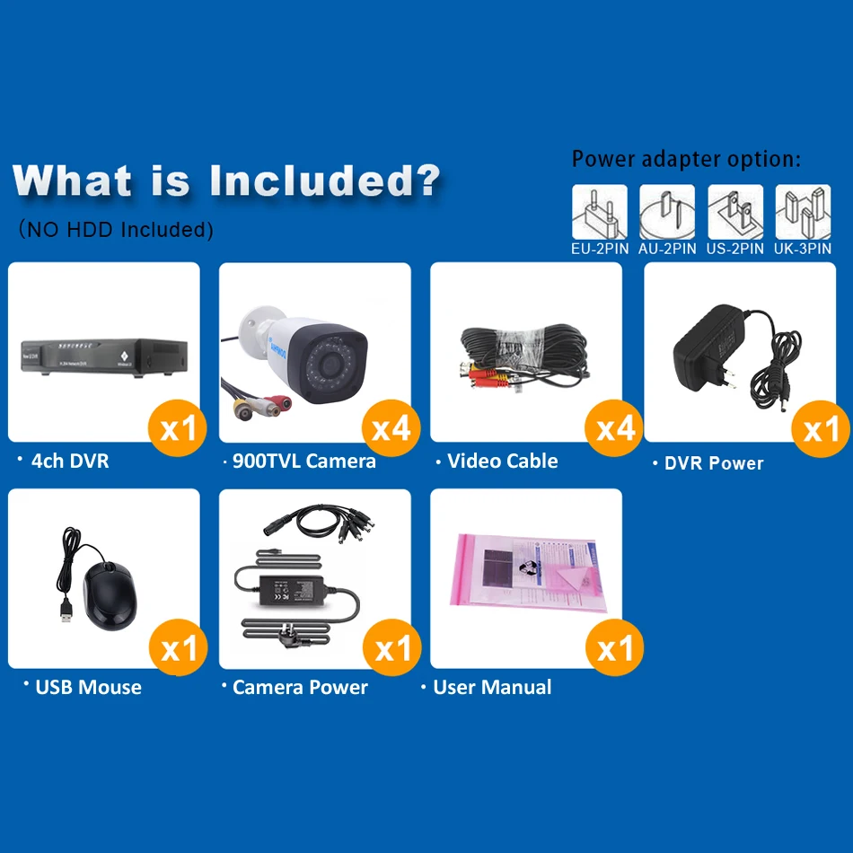 Микрофон Камера Системы Скрытого видеонаблюдения Аудио 900tvl CCTV DVR Kit 18 м кабель