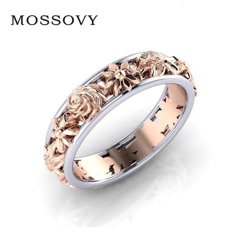 Женское кольцо Mossovy оригинальное с цветами из розового золота аксессуары для
