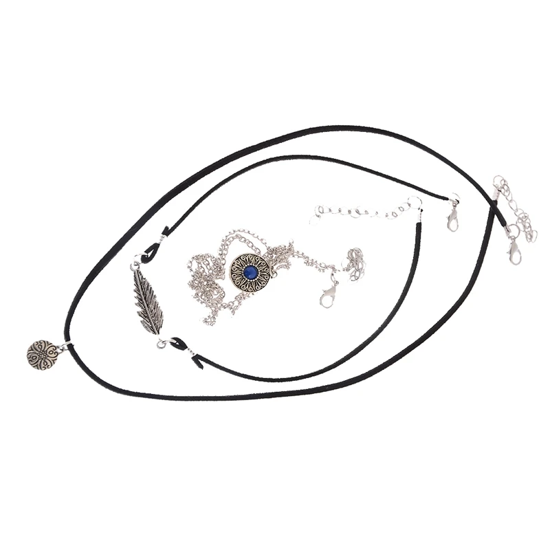 Модное черное бархатное ожерелье-чокер 3 шт./компл. ожерелье в стиле панк с