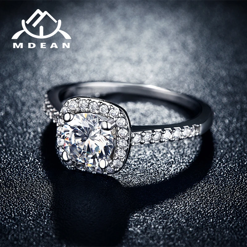 MDEAN белого золота Цвет обручальные кольца для Для женщин Bijoux(украшения своими руками) кольцо ювелирные изделия AAA Bague аксессуары Размеры 5, 6, 7, 8, 9, 10, 11, 12, msr035