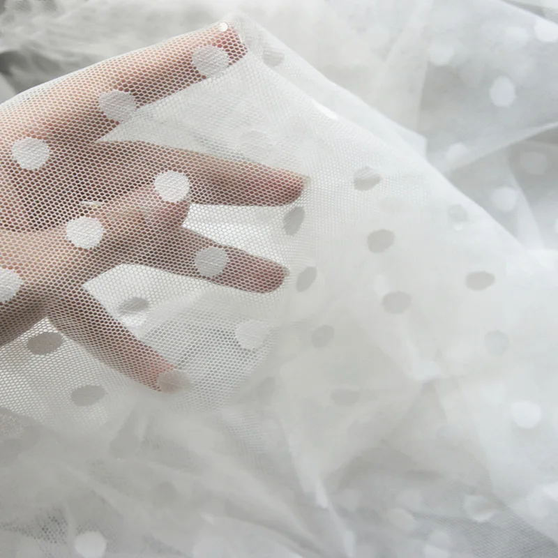 white 150 см ширина Изысканная сетка в горошек эластичная кружевная ткань DIY юбка платье сшитое свадебное платье аксессуары для дома 5 ярдов - Цвет: white