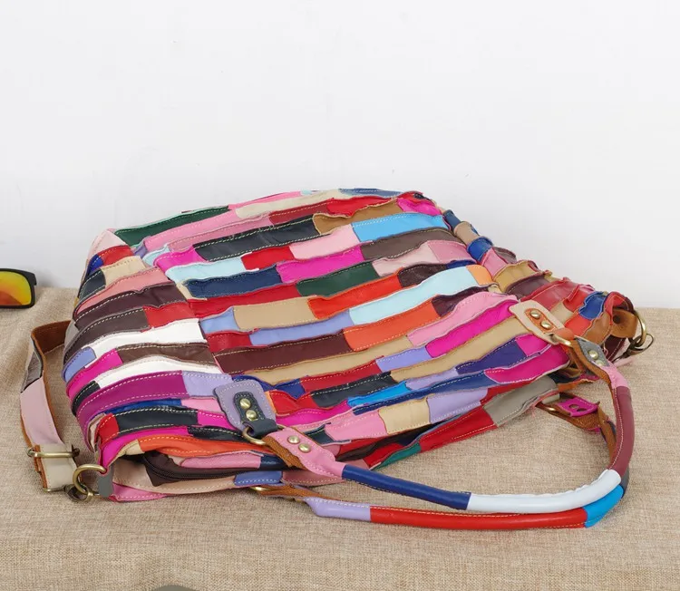 Кожа овчины сумка национальной случайные тенденции разноцветные плиссированные