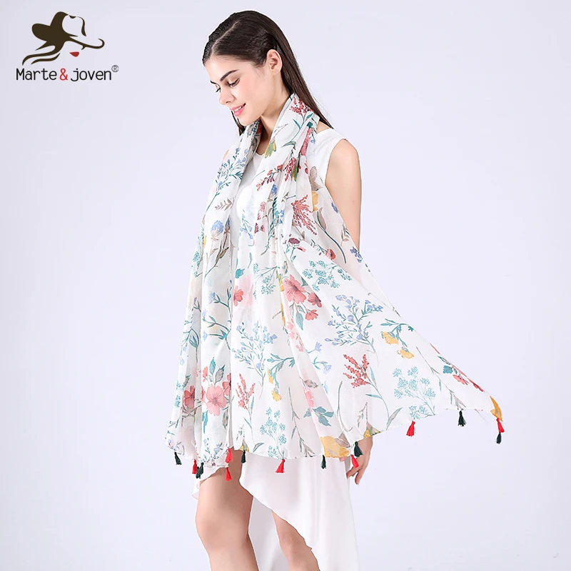 Женский дизайнерский шарф с бахромой Marte & молодых элегантный белый оверсайз