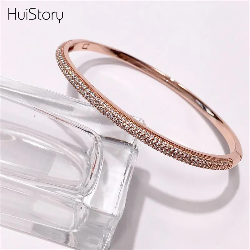 HUISTORY Fashion Curved Surface Half Circle Bracelet Copper Plated Three Colors Stainess Steel For Party Jewelry | Украшения и