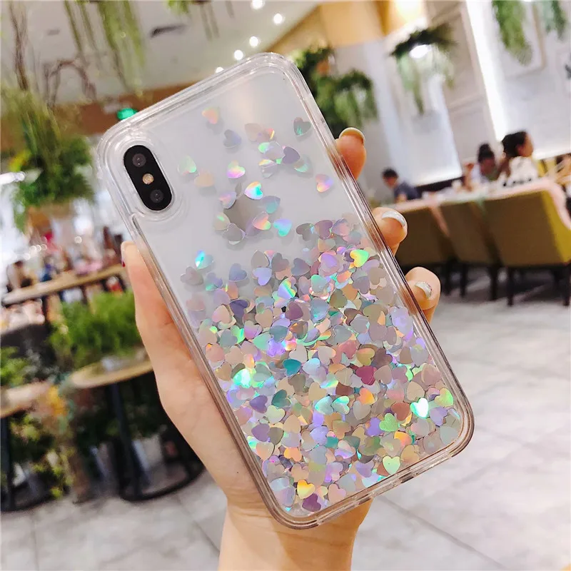 Красивые прозрачный блеск зыбучие пески чехол для телефона iPhone 6 6s плюс задняя