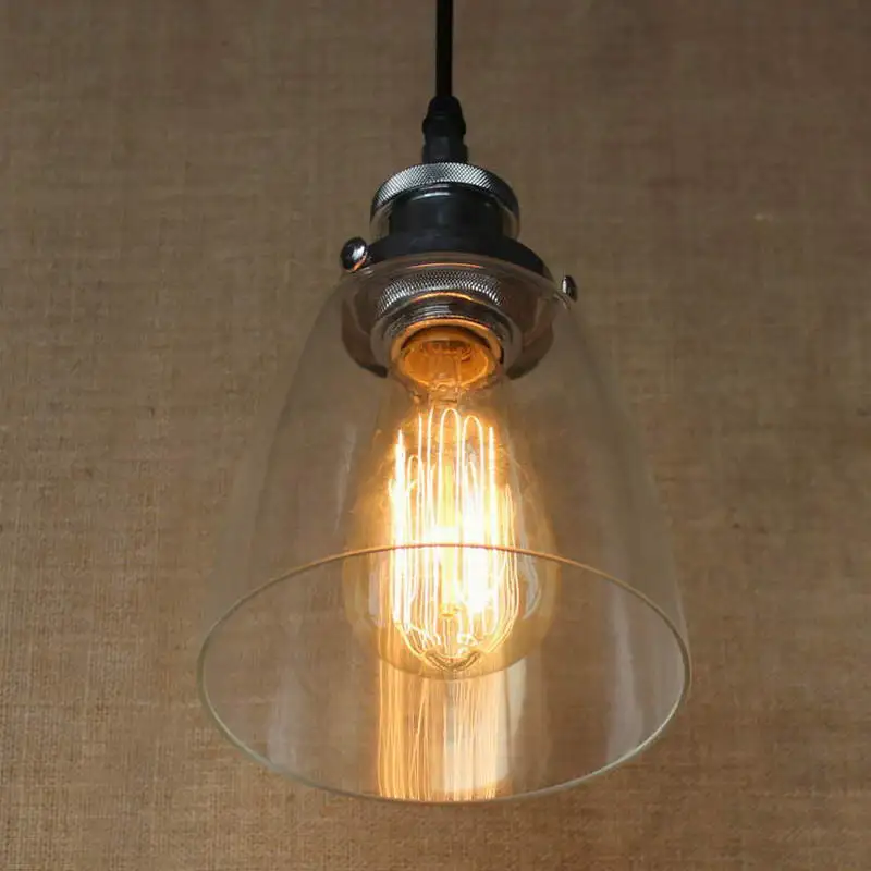 Потолочный светильник E27 в стиле индастриал Лофт с прозрачным стеклянным