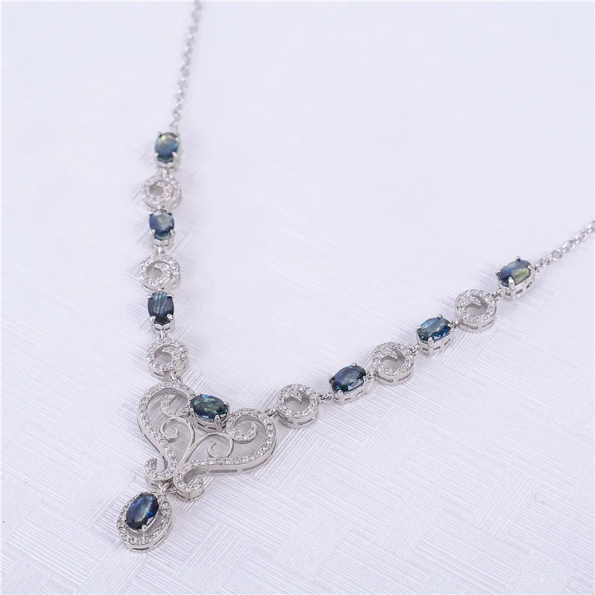 Almei, для девушек, 0.5ct, сапфир, камень по месяцу рождения, длинное ожерелье, Твердое Серебро, 925, для помолвки, циркония, ювелирное изделие для женщин с коробкой 40% FN059