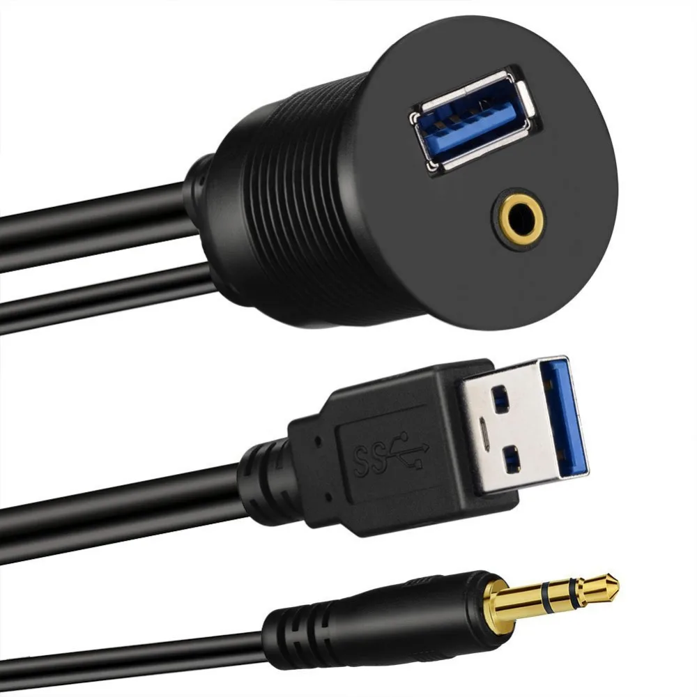 Утопленный кабель для автомобильного крепления USB 3 0 и 5 мм + удлинитель AUX панель