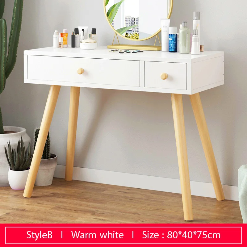 B-80cm-white Спальня комоды деревянный туалетный столик с ящиком косметический Органайзер шкаф для хранения Модный компьютерный стол мебель для спальни - Цвет: B-80cm-white