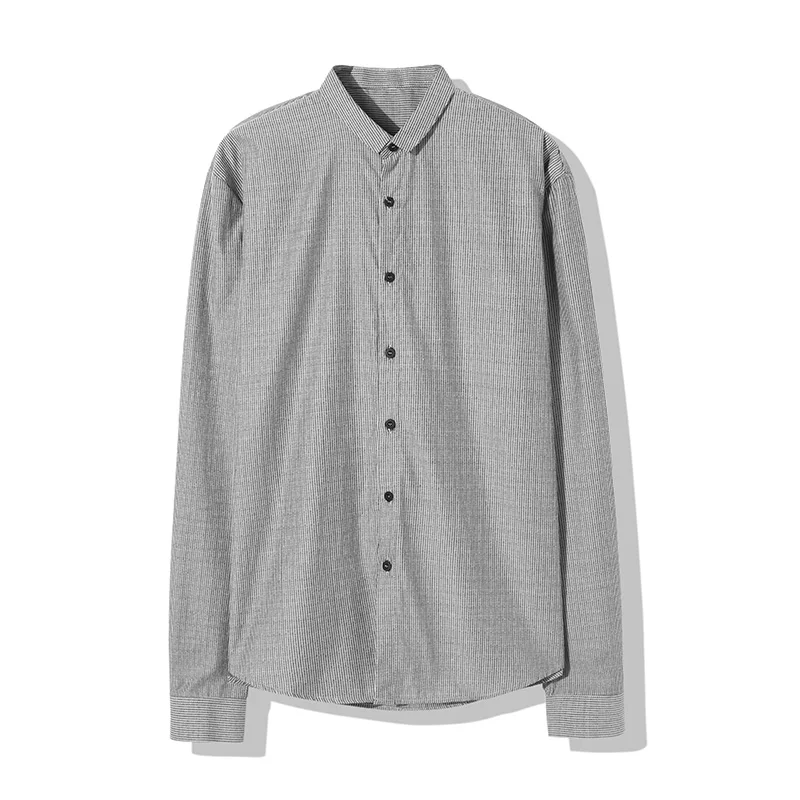 Markless серые полосатые мужские рубашки chemise homme Осенняя модная деловая Повседневная рубашка с длинными рукавами camisa masculina CSA8532M