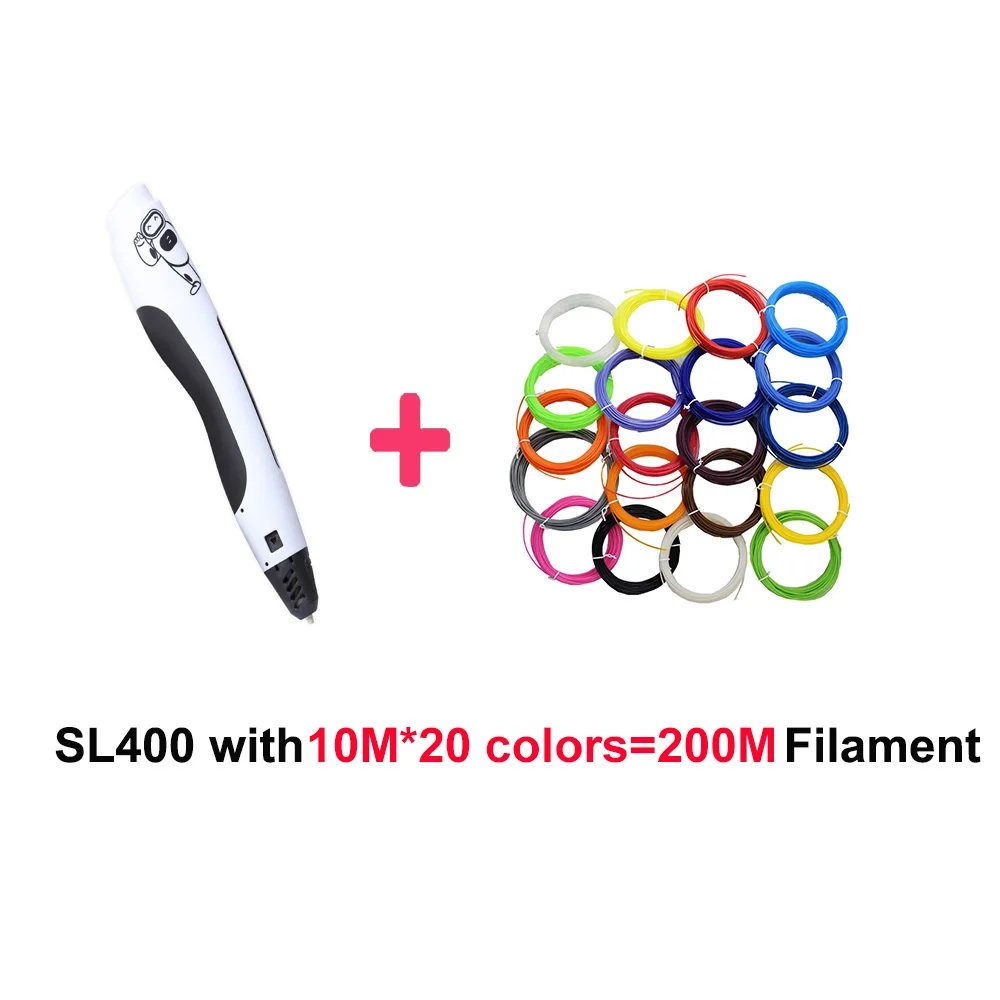add extra 20 pcs 10m SL400 белая 3d Ручка с обучающей моделью классный подарок для детей doodle игрушка ручка 3D Ручка использование PLA нити безопасный для детского использования - Цвет: add extra 20 pcs 10m