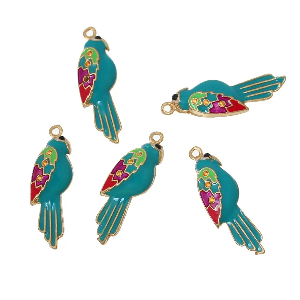 DoreenBeads амулет кулоны попугай золотой цвет многоцветный (можно держать ss4 стразы)