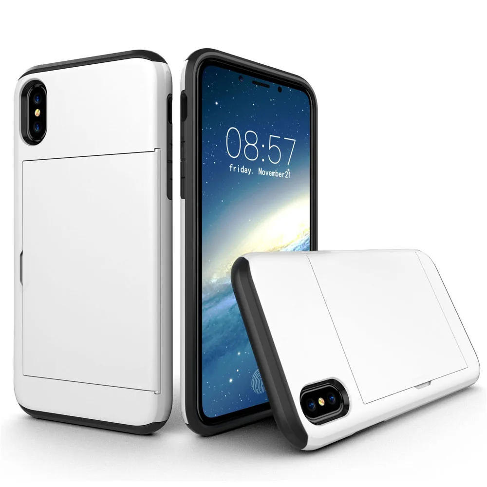 Белый Чехол для телефона samsung, чехол, двойной держатель для карт, ударопрочный кошелек, защитный чехол для samsung S6/S7/S8/S9/S10, чехол s - Цвет: Белый