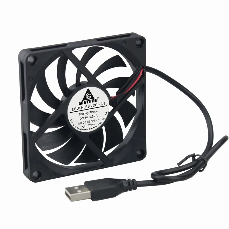 2 шт. Gdstime 5 в 80x80x10 мм 8 см ПК бесщеточный двигатель кулер USB разъем чехол для