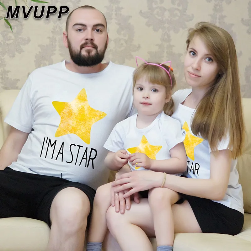 Одинаковая одежда для мамы и дочки я звезда семейная футболка отца сына матери