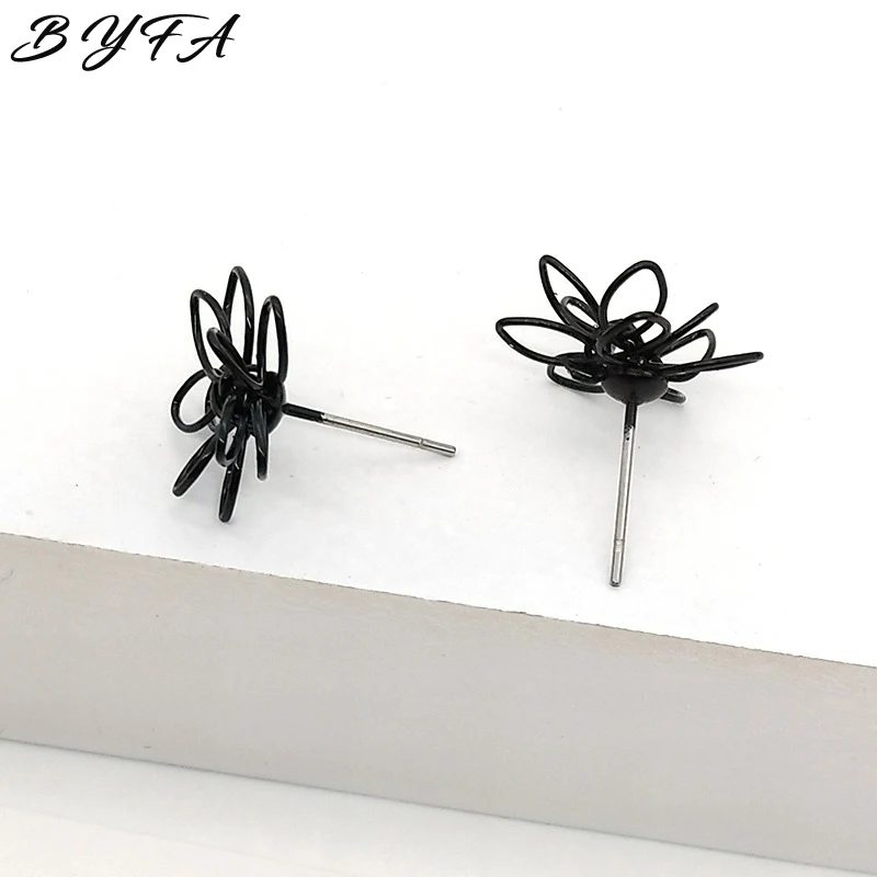 1 пара новинка женские очаровательные серьги маленький шар черный цветок сливы