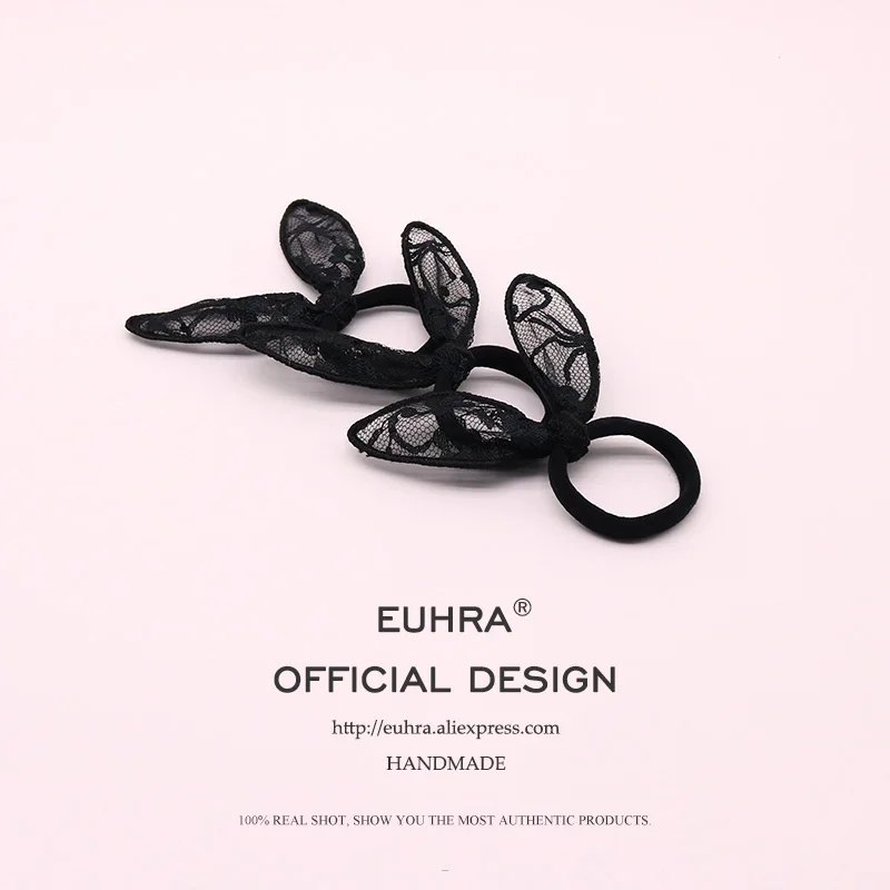 EUHRA/1 шт., эластичные резинки для волос, кружевные кроличьи ушки, кроличьи волосы для женщин, повязка для волос для девочек, детская резиновая лента