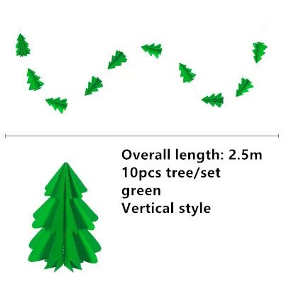 style 1 green Натальные 3D Бумага Рождественская елка декоративные гирлянды кулон Ноэль украшения Рождественские украшения для дома Новогодний Декор Navidad поставка - Цвет: style 1 green