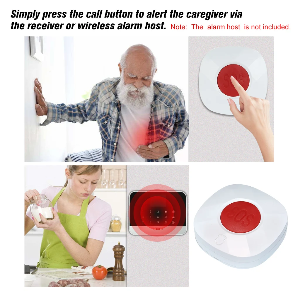 

Wireless Remote Call Button SOS/Emergency Button 433MHz Caregiver Pager for Floor Mat Fall Alarm Patient Elderly Disabled Press