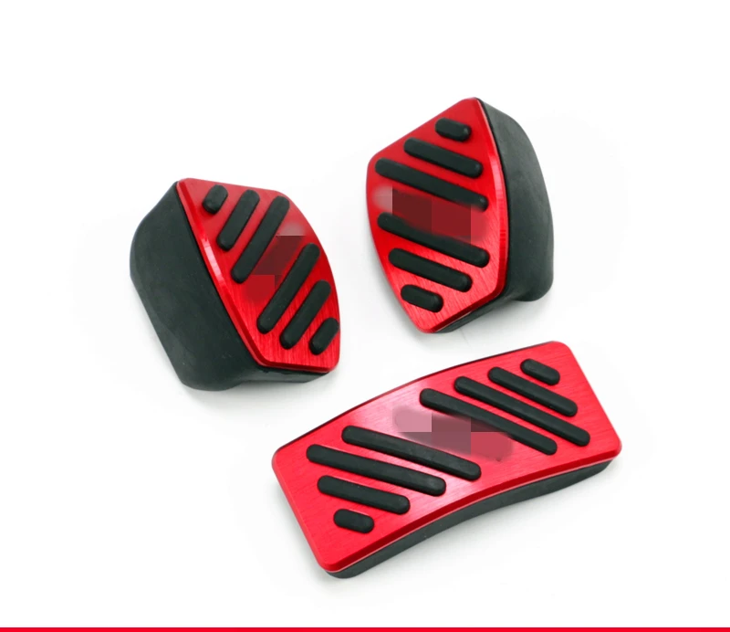 red 3pcs Крышка из алюминиевого сплава, ножной газ/бензин/масло, Тормозная лампа, накладка на педаль, внутреннее украшение для CITROEN Elysee C-Elysee - Цвет: red 3pcs