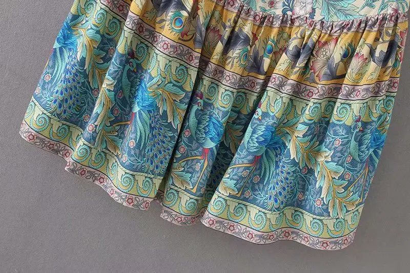 Женская мода цветочный в богемном стиле vestidos печати плиссированное платье