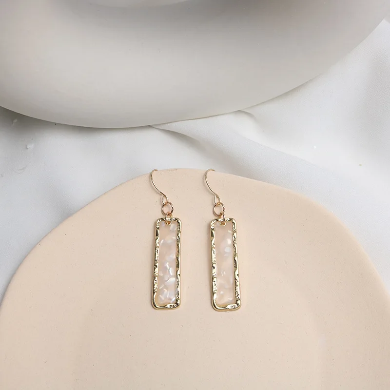 White Shell Drop Ear Сережки SUKI из Натуральной Черной раковины, клипсы для ушей без отверстий, Геометрические Квадратные сережки-клипсы без пирсинга, простые женские сережки - Окраска металла: White Shell Drop Ear