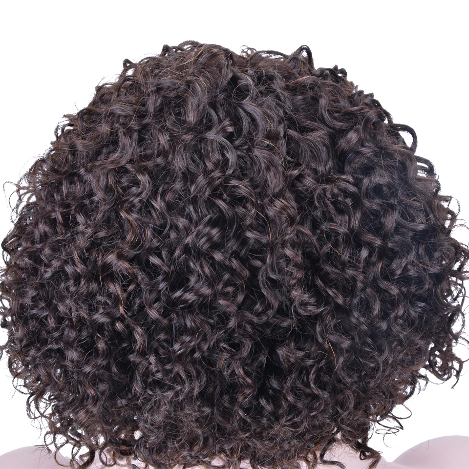 Короткие человеческие волосы парики бразильские Реми 100% кудрявые для черных