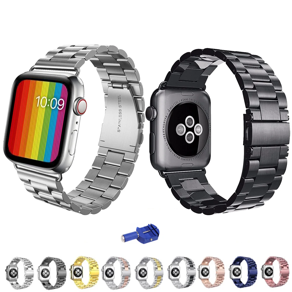 Ремешок из нержавеющей стали для apple watch band 44 мм 40 звеньевой браслет iWatch Band 42 38 series 3