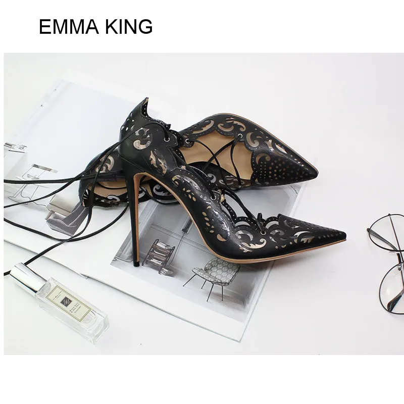 Emma king/элегантные женские туфли лодочки с лазерной резкой модельные на высоком