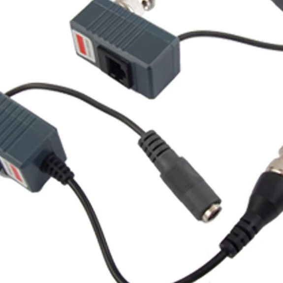 

2 x CCTV Camera UTP BNC Male to RJ45 5.5x2.1MM Power Video Balun Transceiver