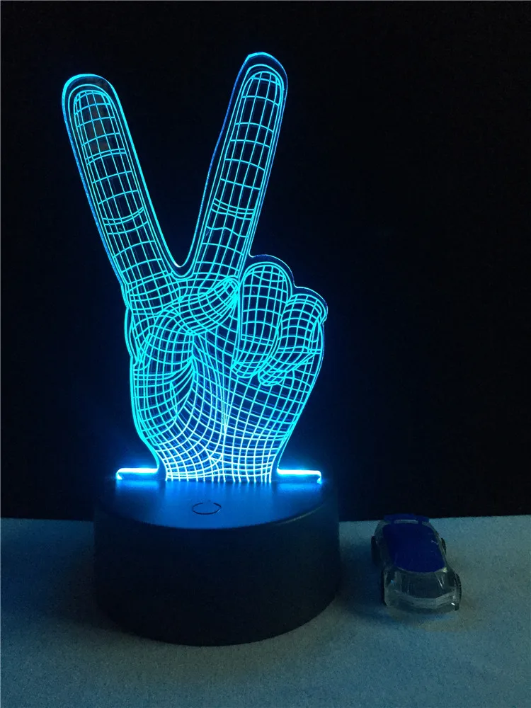 Светодиодный светильник GAOPIN победный жест 3D с USB-кабелем декоративный сенсорный