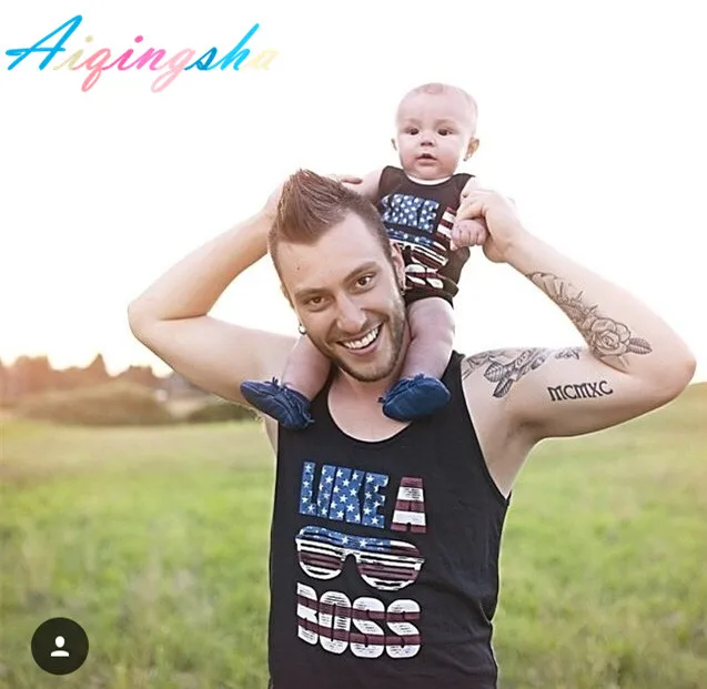 Рубашка для папы и сына Одинаковая одежда всей семьи жилет ребенка семейная