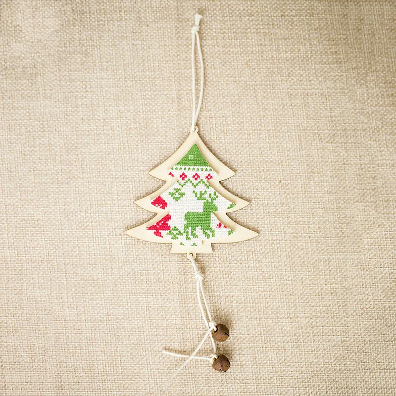 Tree03 1 шт. деревянная художественная рождественская подвеска Рождественская елка звезда Лось бант украшения Рождественское украшение для дома Рождественская елка год - Цвет: Tree03