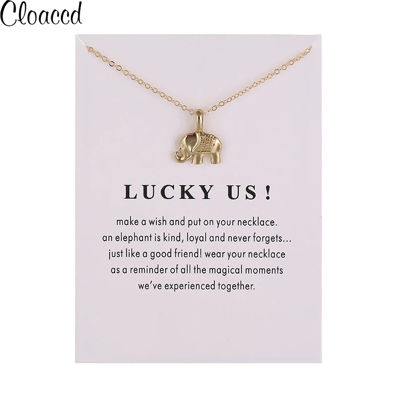 Cloaccd Новая мода Золотой Цвет Lucky нам Кулон Слон Цепочки и ожерелья для Для женщин