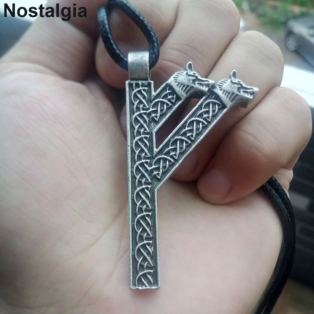 Викинг-Волк амулет РУНИЧЕСКАЯ Руна Fehu Norse Talisman Wiccan ювелирные изделия готическое мужское ожерелье