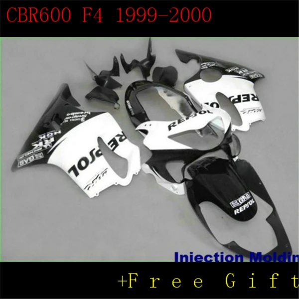 

Injection mold Fairing kit for (hd) CBR600 F4 99 00 CBR600F4 1999 2000 F4 CBR600 REPSOL White black Fairings set
