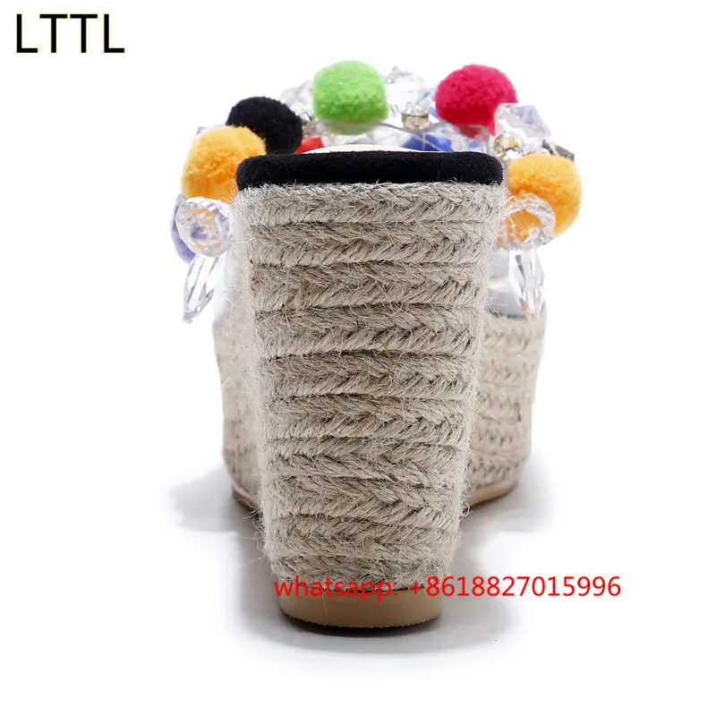 Дизайн моды Трава Нижние Клинья Высокой Пятки Платформы с Открытым Носком