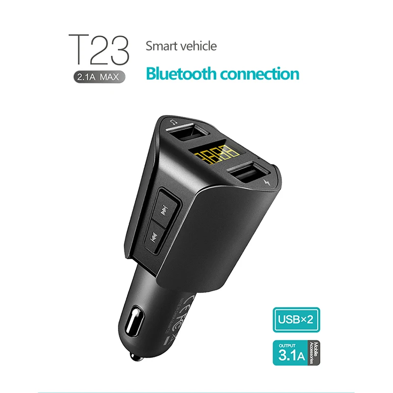 HEVXM fm-передатчик двойной USB T23 автомобильное зарядное устройство Автомобильный MP3 музыкальный плеер U диск плеер Автомобильный Bluetooth трубка- слуховой комплект