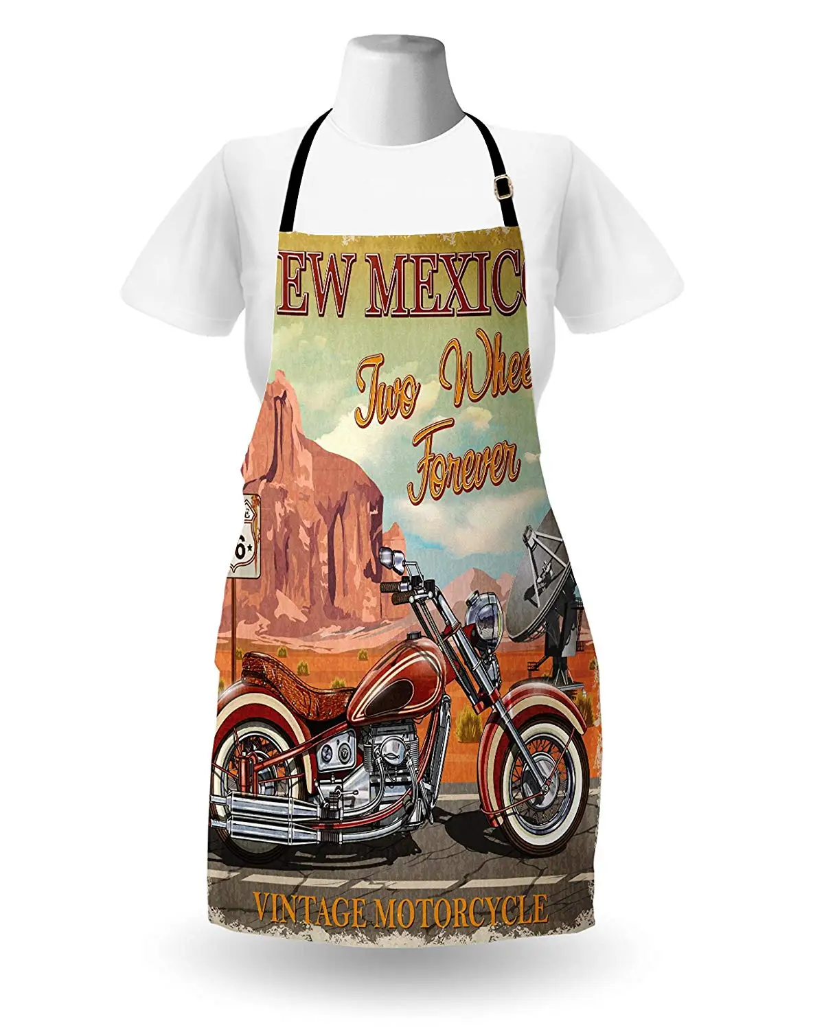 Route 66 фартук новинка каллиграфия в Мексике с винтажным мотоциклом на старинном