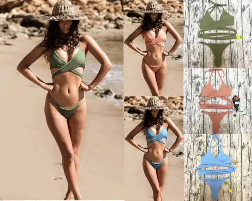 Лидер продаж сексуальный женский Одноцветный купальник с принтом v образный