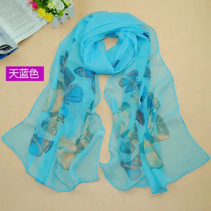 Новинка 2013 модные женские шали с принтом бабочки цветочные шифоновые шелковые